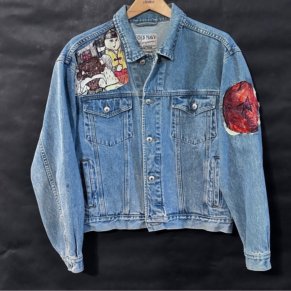 Custom Akira Toriyama Dragon Ball Z Androids Old Navy Denim Jacket Art Patch - Picture 2 of 16